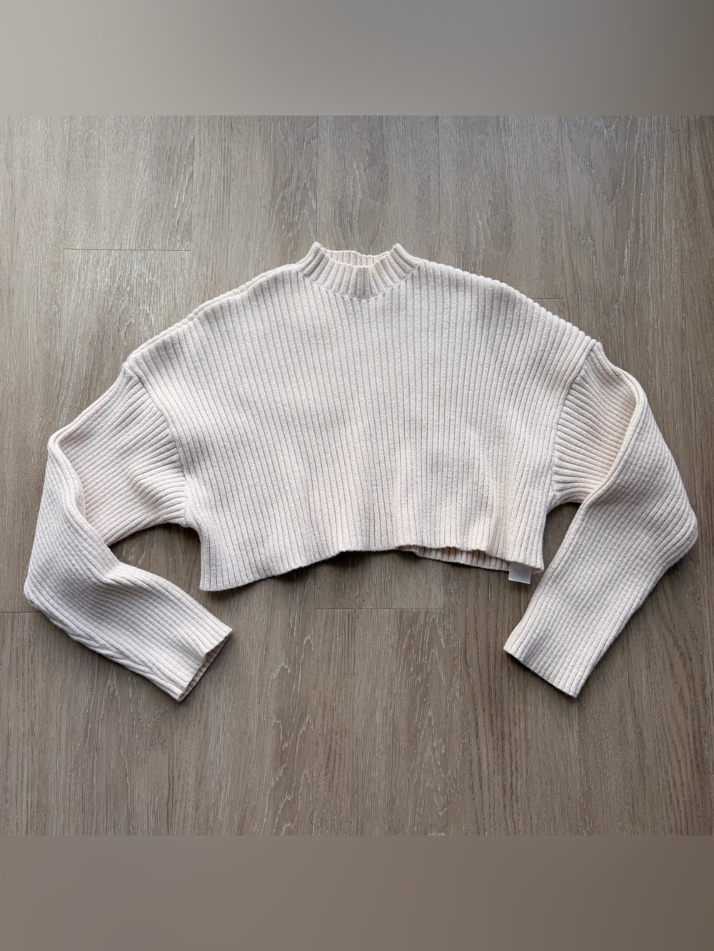 Zara cream cropped mock neck sweater